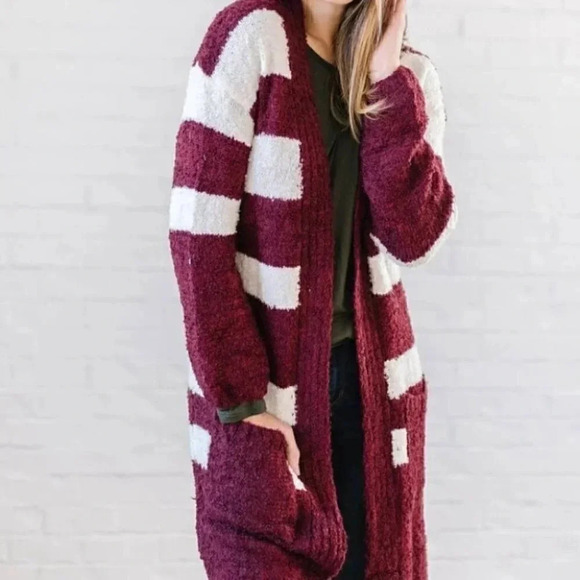 Burgundy Striped Cardigan - Picture 4 of 4